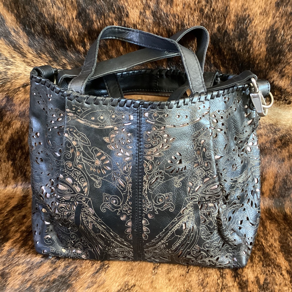 Patricia Nash Beautiful Cutout Leather Tote/Crossbody Handbag